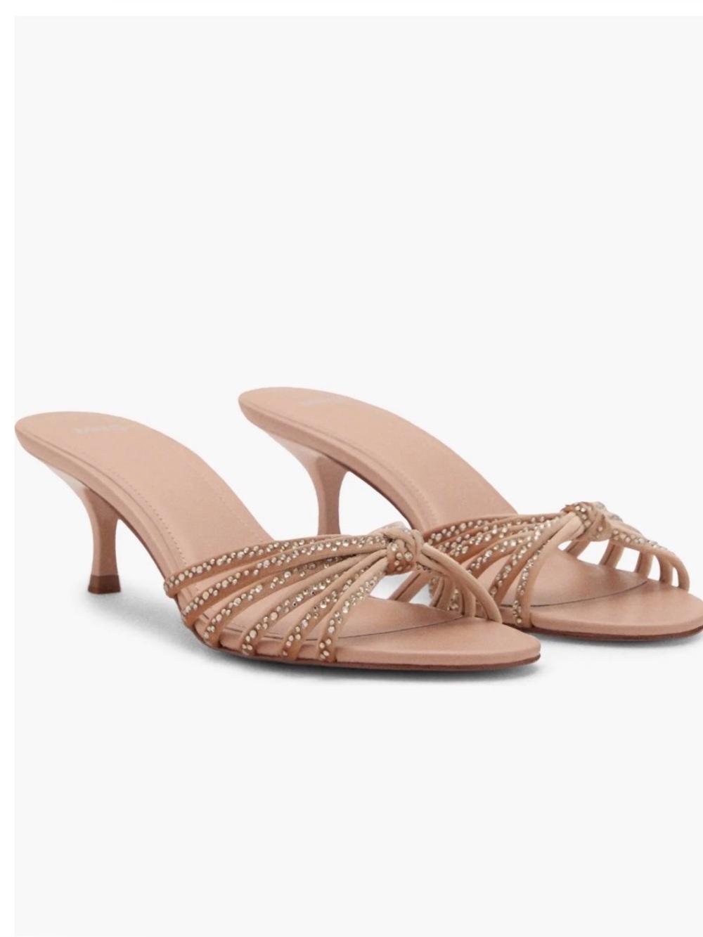 Mango Blush Nude Slide Sandals with Crystal Straps